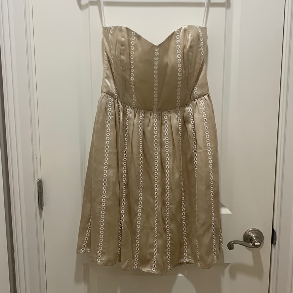 Thread Social champagne/white eyelet, sleeveless midi dress, new, size 8